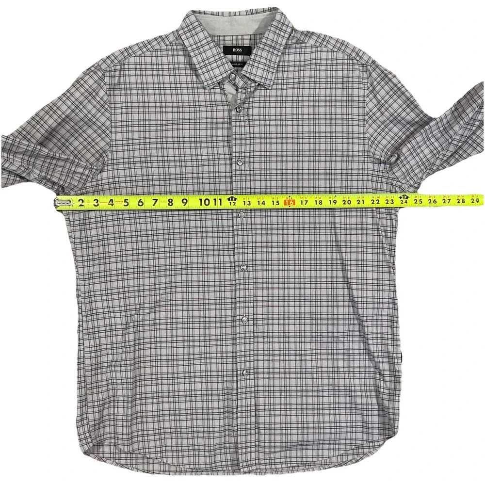 Boss Hugo‎ Boss Black LabelReg Fit Button Up Long Sleeve Shirt Men's XL Grey